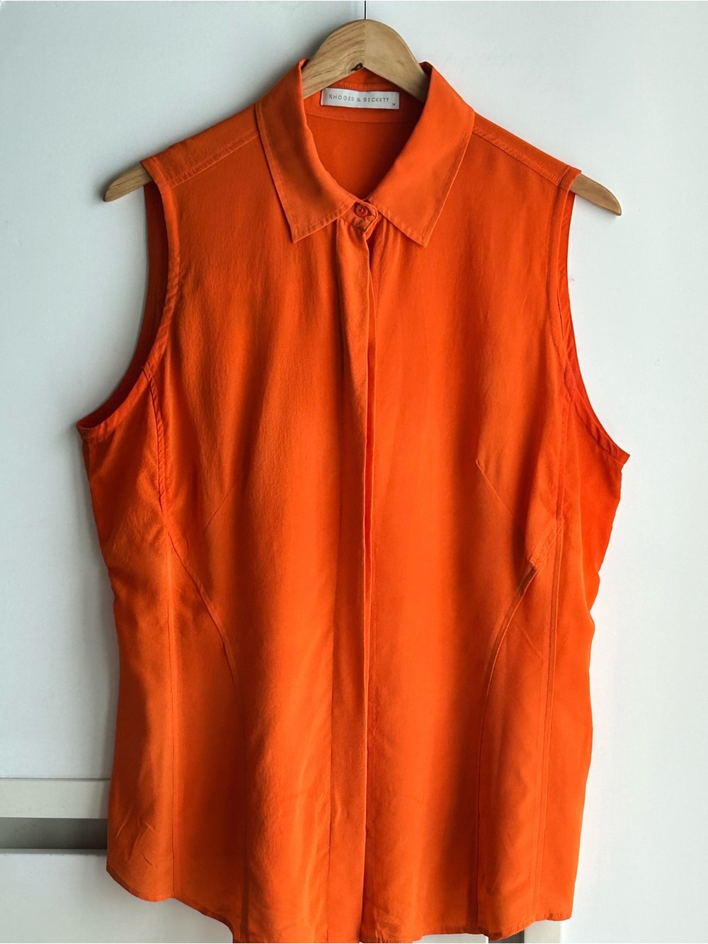 Silk Sleeveless Orange Sleeveless Blouse, Women's, Size M